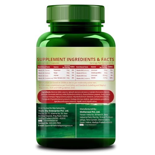 Image of Vlado's Himalayan Organics Natural Vitamin B12 Complex with Moringa, B1, B2, B3, B5, B6, B7, B9 | Boosts Energy, Digestion & Nerve Health | Glowing Skin Formula for Men & Women | 10 Veg Tablets , Pack of 5