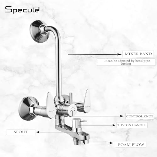 Image of Dove 3 In 1 Wall Mixer with Hand Shower 1.5 Meter Hose | Multi Flow Handshower Set | Chrome Finish Premium Bathroom Shower Set | Wall Mixture