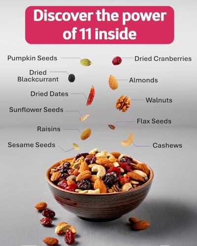 Image of True Elements Premium 11-in-1 Nuts and Dryfruits Mix with Almonds, Walnuts, Cashews, Cranberries, Raisins, Dates, 50g Pack, Vegetarian