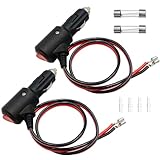 RWUJILONG 12V Cigarette Lighter Plug With Switch On Off 2PACK Car Cigarette Lighter Plug Replacement With Leads, 12V Male Cigarette Lighter Plug Adapter 2FT For Car Truck Motorcycle (2*Spare Fuse)