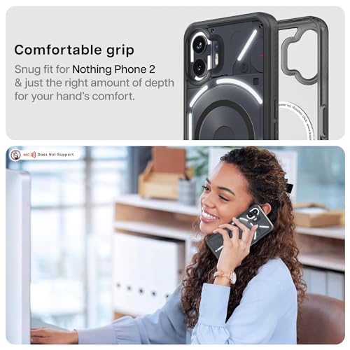 Image of KAPAVER Mag-X Back Cover Case with [Edge-to-Edge] [Full Glue] [Anti-Scratch] Tempered Glass for Nothing Phone 2 (Smoke Black Case with Glass)