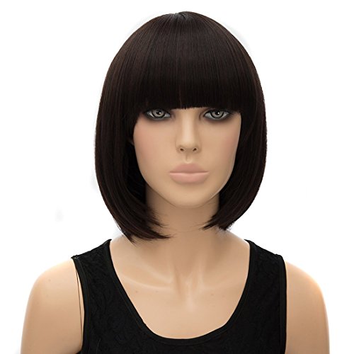 Icoser Sexy Synthetic Hair Wigs Brown Short Korean Wig Costume Cosplay and a Wig Cap Black and a Hair Comb
