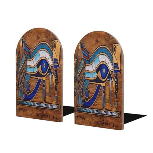 Egypt Pattern Bookends 1 Pair Egyptian Horus Eye Book Ends for Shelves,Bookends for Heavy Books, Book Holder Decorative for Desk Office School