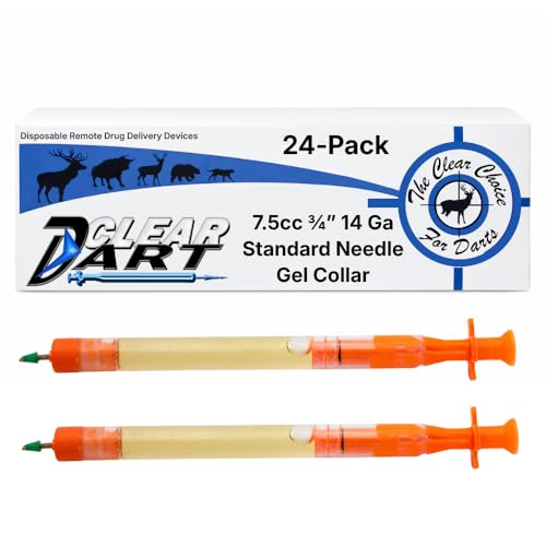 Clear Dart Livestock Medicating Dart – 7.5cc | 3/4" Length | Standard Tip | Box of 24 | Remote Medication Delivery (RDD) for Veterinary Use | Fits Most Dart Projectors | Livestock Supplies