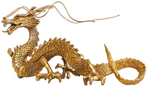 Cinco Patas Zodíaco Dragón de latón Puro Feng Shui Chino Decoración Estatuilla Estatuas Escultura de Riqueza y Buena Suerte para el hogar y la Oficina 1106