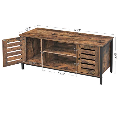 Image of VASAGLE Lowell TV Stand for 50 Inches Televisions, Industrial TV Console Unit with Shelves, Cabinet with Storage, Louvered Doors, for Living Room, Entertainment Room, Rustic Brown ULTV43BX