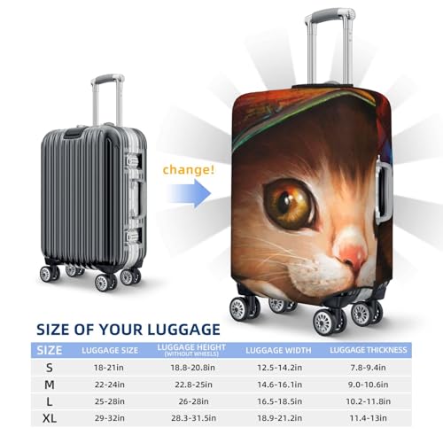Animal Cat Print Luggage Cover For Suitcase,Washable Elastic Travel Suitcase Protector With Zipper Closure And Bottom Buckle – Fits 18-32" Luggage-Large4