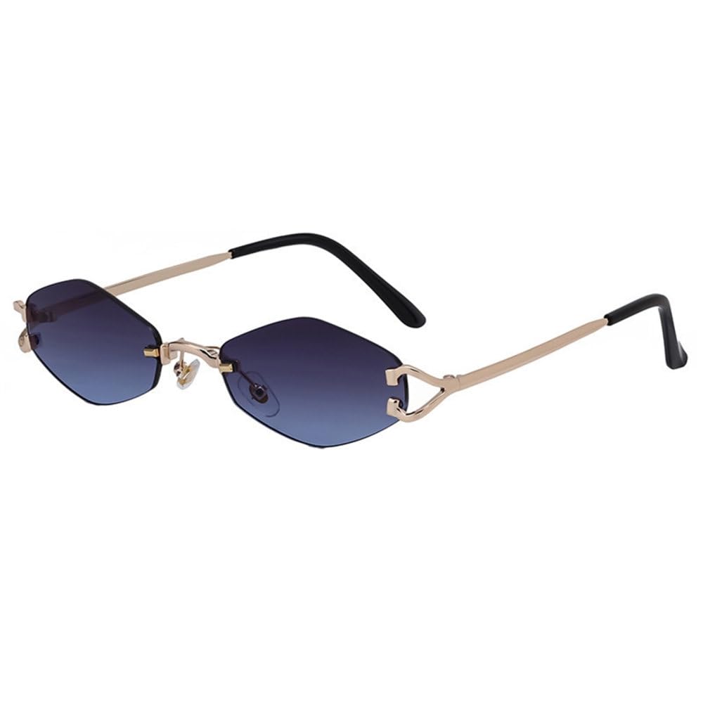 Gafas de Sol pequeñas sin Montura para Mujer, Gafas de Sol con Montura metálica de diseño Punk clásico de Lujo para Mujer y Hombre, Gafas UV400