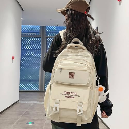 Cute Aesthetic Backpack Y2K Supplies Laptop Bag Travel Bookbag Large Capacity Japanese Style (Khaki)3
