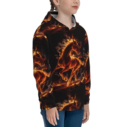 Fire Horse Kids Pullover Hoodies Boys Sweatshirts Girls Athletic Clothes with Pocket3