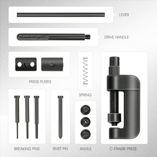 Image of DNA MOTORING Motor Chain Disconnect Tool with C Frame 3 Anvils 3 Break Pins, Suitable for Dirtbike ATV Bicycle Motorcycle Most Sizes of Drive or Cam Chain From #35 To #630, Red, TOOLS-00447