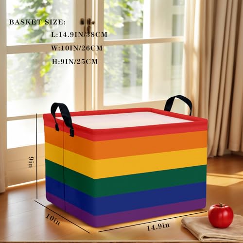 Image of Rainbow Storage Baskets for Shelves for Classroom and Nursery Bin & Toy Organizer for Baby Room (Colorful Stripes)