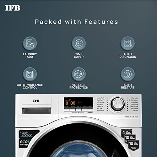 Image of IFB 7.5 Kg 5 Star Fully-Automatic Front Loading Washing Machine (Elite Plus SXR, Silver, Cradle wash, 3D Wash technology)