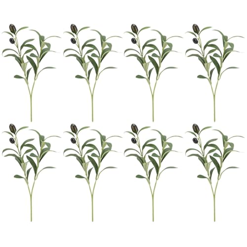 JTMKYO 8 Pieces Of Simulated Olive Branches, Artificial Green Plants, Home Decoration, Party Decorations.
