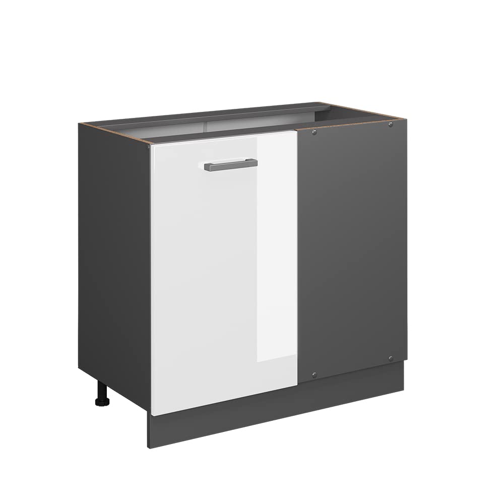 Vicco Corner cabinet Raul, White High Gloss, 86 cm
