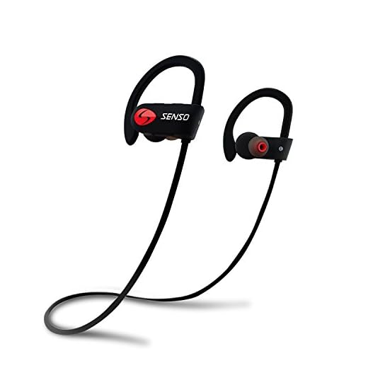 SENSO Bluetooth-hörlurar, bästa trådlösa sporthörlurarna med mikrofon IPX7 vattentäta HD-stereo svettsäkra öronsnäckor för gym löpning träning 8 timmars batteri brusreducerande headset