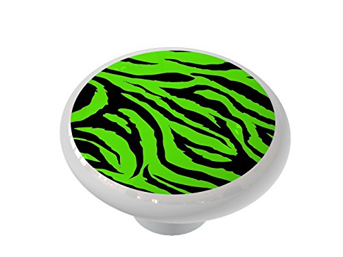 Gotham Decor Lime Green Jagged Zebra Ceramic Drawer Knob