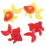 LOORGVEL 4 Piezas Decoración de Acuario con Peces Artificiales Flotantes Realistas Plástico de Colores Rojo y Naranja Adornos Miniaturas para Tanque y Paisaje Zen