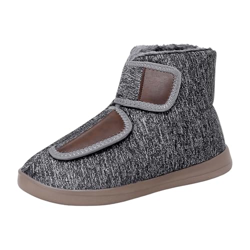 Botas de nieve altas para hombre, gruesas y cálidas, antideslizantes, suela gruesa, zapatillas de deporte, ligeras, de trekking, para exteriores, ligeras, cómodas, deportivas resistentes, gris, 43 EU