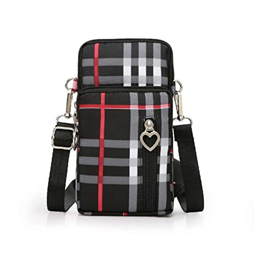MODANA Fashion Sports Shoulder Bag Mini Wrist Purse Armband Bag Universal Phone Holder Pouch Case for iPhone/Samsung/LG/Moto/Black Berry/Sony/HTC/Nexus/Nokia/Lumia/Huawei and So on. (Black Plaid)
