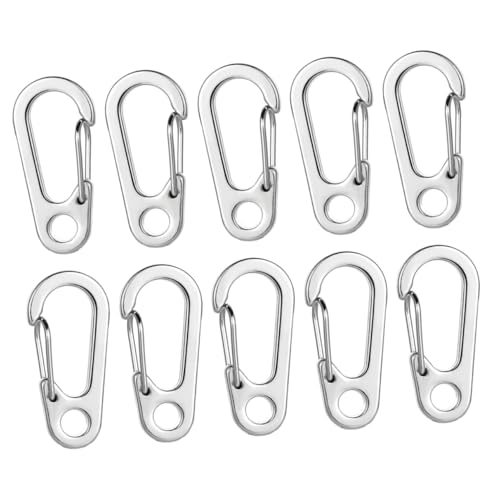 STOBAZA 10 Piezas Mosquetones Forma D Duraderos para Escalada Hebillas Resistentes con Función Antióxido Fácil Apertura y Cierre Llaves Mochilas y Camping al Aire