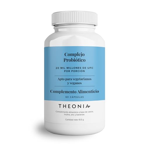 Suplemento complejo probiótico de Theonia - 20 000 millones de UFC - Apto para vegetarianos y veganos - Favorece la salud intestinal y de la piel, mejora la respuesta inmunitaria - 60 cápsulas veganas