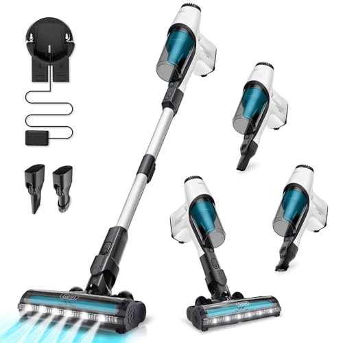 Gevi Cordless Vacuum Cleaner for Home | Long Runtime Detachable Battery | LED Display | Daily Clean for Whole Home, White, SVCD0-AP0A1