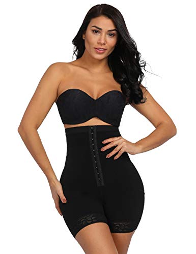 Body Shaper and High Waist for Women Tummy Control Shapewear with Butt Lifter and Thigh Slimmer (Large) Black