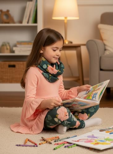 Image of Unique Baby Girls Kids Toddler 3pc Outfit Set Long Sleeve Cotton Blend Tunic Top Leggings and Scarf