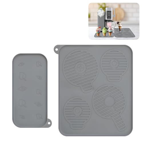 Silicone Mat for Ninja Creami NC701 - Non-Slip, Drip-Proof Mat Set of 2 with Raised Patterns, Accessories for Ninja Swirl & Creami Pint Containers