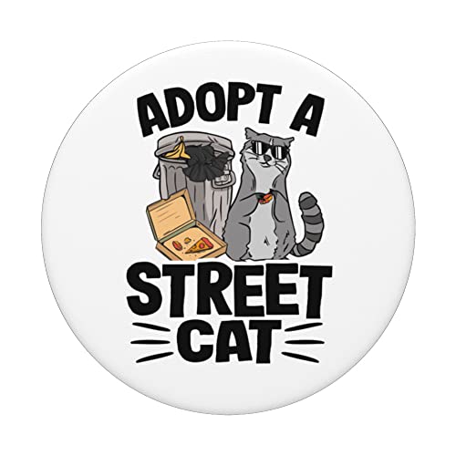 Adopt A Street Cat Trash Garbage Panda Raccoon PopSockets Swappable PopGrip, Black - Image 3