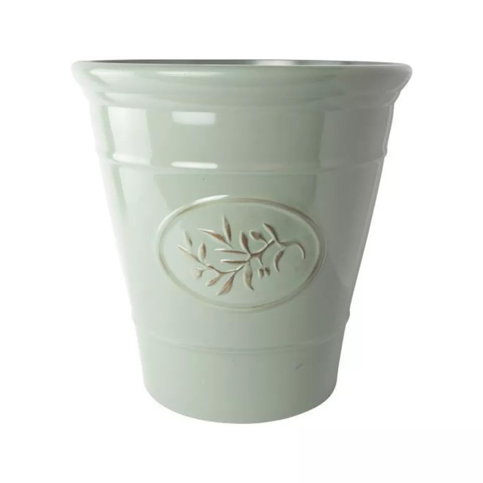 Fyne-Finds Plastic Classic Olive Planters, Saucers, Trough and Wall Plant Pot Long Lasting Flower Garden Indoor Outdoor Planter Cover Weather, Frost Proof (23cm Planter Round)