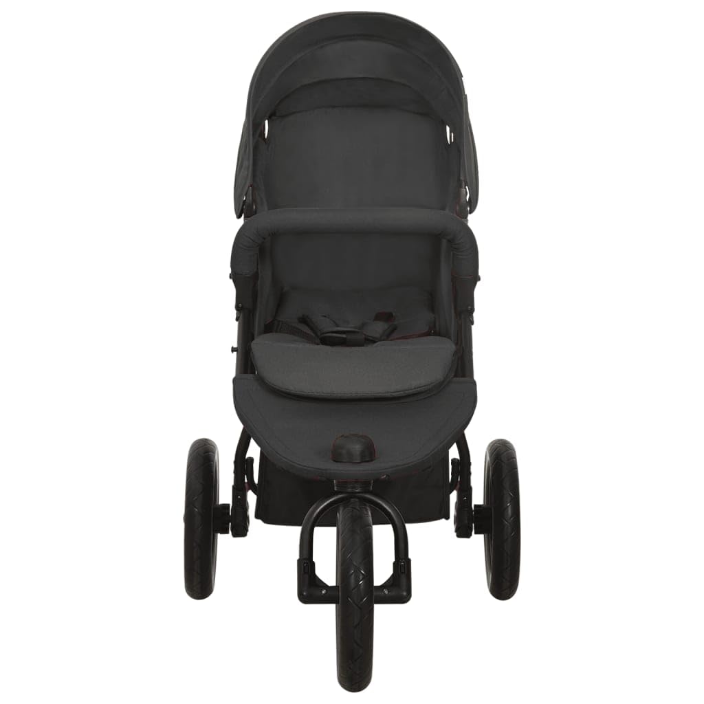 Poussette 3 Roues Tout Terrain de Jogging Pliable pour Bébé - Anthracite Acier