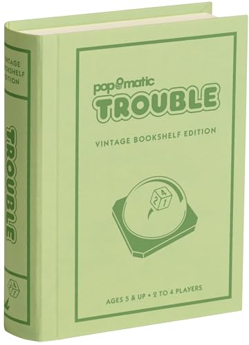 WS Game Company Trouble Vintage Bookshelf Edition, Linen Wrapped Book Box & Slipcase, Pop-O-Matic Die Roller, Classic Board Games for Kids & Adults, Ages 5+