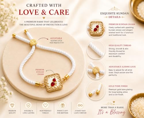 Image of M.F.H Premium Designer Rakhi for Brother | Adjustable Handmade Raki Bracelet |Traditional Raksha Bandhan Gift for Brother | Comfortable & Skin-Friendly RaKi