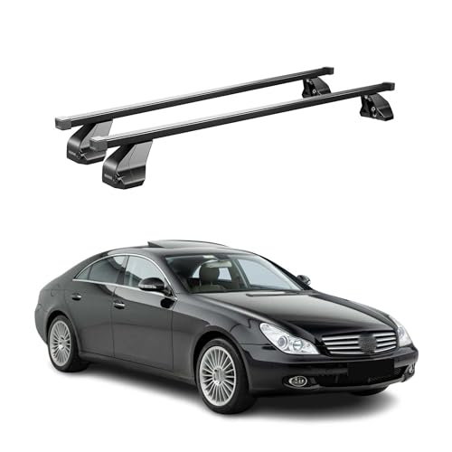 Barras de techo transversales Menabo – Compatible con Mercedes CLS C219 2004 2010 – Galería de techo – Porta Bagajes portabicicletas de techo – Pieza de techo de acero 2X – Capacidad de carga 75 kg