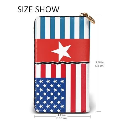 American flag and West Papua national flag Ladies Long Style Leather Purses Credit Card Billfold Handheld Wallet2