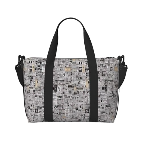 Sac à main imperméable et ultra léger imprimé journal - 2