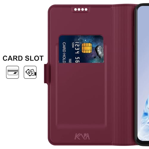 Image of Kapa Noble Slim Magnetic Leather Flip Case Cover for Samsung Galaxy S23 Ultra | Card Holder Stand Flip Wallet Case (Wine Red)