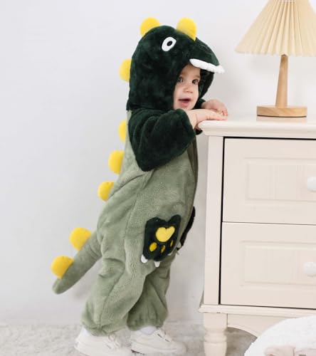 LOLANTA Unisex Baby Dinosaur Dragon Costume, Toddler Plush One-Piece Hooded Animal Romper, 2-3 Years, Tag 100 - Image 3