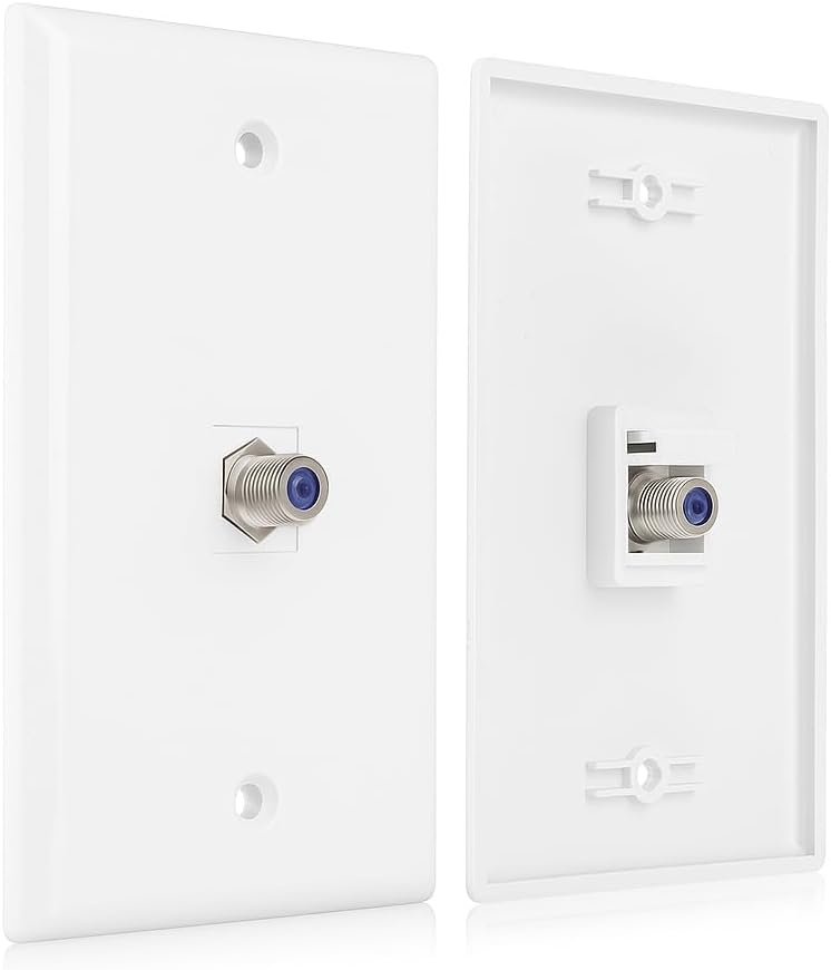 10-Pack 4 Port Keystone Wall Plate, Quad Gang White Jack Insert for Ethernet, Coax, HDMI – Standard Size WallPlate Cover for Home & Office