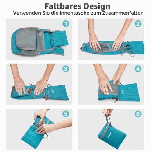 G4Free 10/15/20L Faltbarer Rucksack Klein, Wanderrucksack Leicht – Ansicht 5