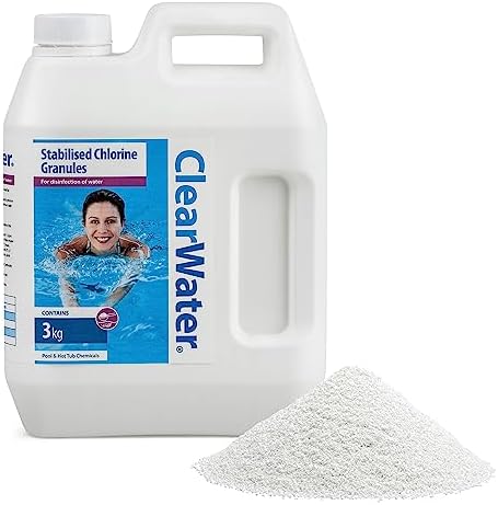 Clearwater Chlorine Granules for Hot Tub Spa and Swimming Pool Water Treatment for Rapid Disinfecting and Cleaning, Jerry Can, 3 kg