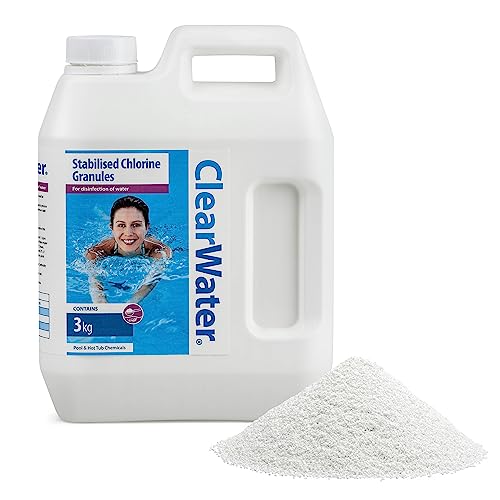 Clearwater Chlorine Granules for Hot Tub Spa and Swimming Pool Water Treatment for Rapid Disinfecting and Cleaning, Jerry Can, 3 kg