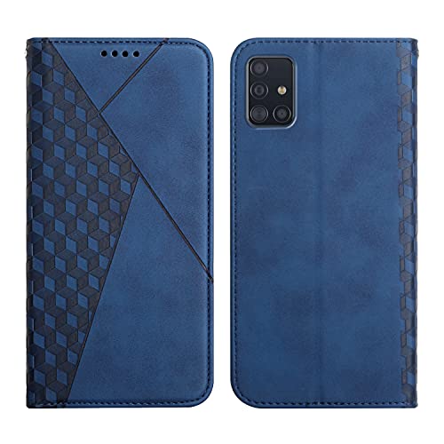 KOUYI Compatible with Samsung Galaxy A51 Wallet Case,Premium PU Synthetic Leather Full Body Protective Cover Flip Card Slots Magnetic Closure Kickstand Anti-Scratch Shockproof Cases (Blue)