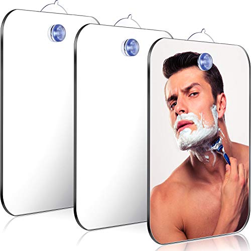 Jetec 3 Pieces Anti-Fog Shower Mirror Fogless Bathroom Handheld Mirror for Men and Women Unbreakable Portable Traveling Shaving Mirror Fog-Free Travel Mirror, 6.69 x 5.11 Inch