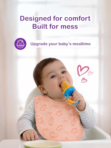 Image of Kidbea Organic Cotton Baby Bib, Adjustable Snap Closure Soft Absorbent Feeding Bibs Apron for Newborns & Infants Child With Cute Prints | Reusable Baby Essential