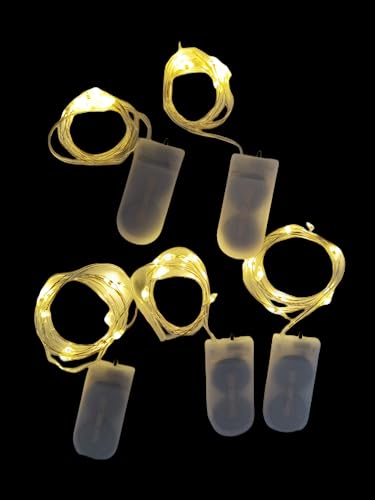 WHSCwp LED String Lights 5 Pack 10mm10 LED Fairy Lights Battery Operated Copper Wire Light for Home Garden Wedding Party Christmas Halloween Concerts Bars Clubs Hotels(Warm White)