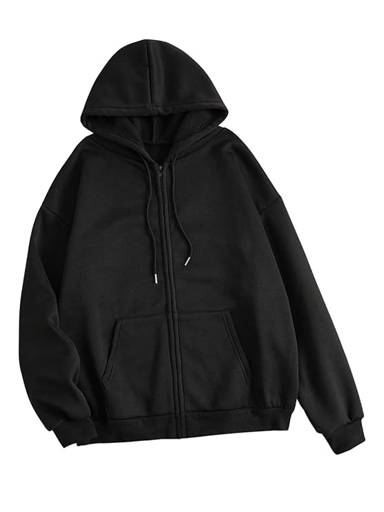 O3e® Women’s Polycotton Fleece Plain Full-Zip Hooded Winter Sweatshirt | Kangaroo Pocket | Casual Warm Outerwear-image-34