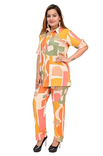 Image of Women's Ethnic Co-ord set For Women|| Long Straight Shirt Kurta With Pant Set For Women|| Shirt set For Women|| Fancy Top & Bottom set For Women